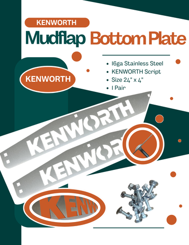 Stainless Steel Mud Flap Plates with Kenworth Script 0600307