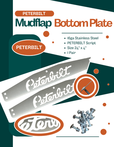 Stainless Steel Mud Flap Plates with Peterbilt Script 0600308