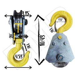 2 Ton Snatch Block with Hook and Safty Latch for 1/2" Wire Rope - 0900167