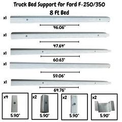 Full Set Truck Bed Support Rail 1999 - 2017 Ford Super Duty F-250, F-350 8ft Bed (long Bed)